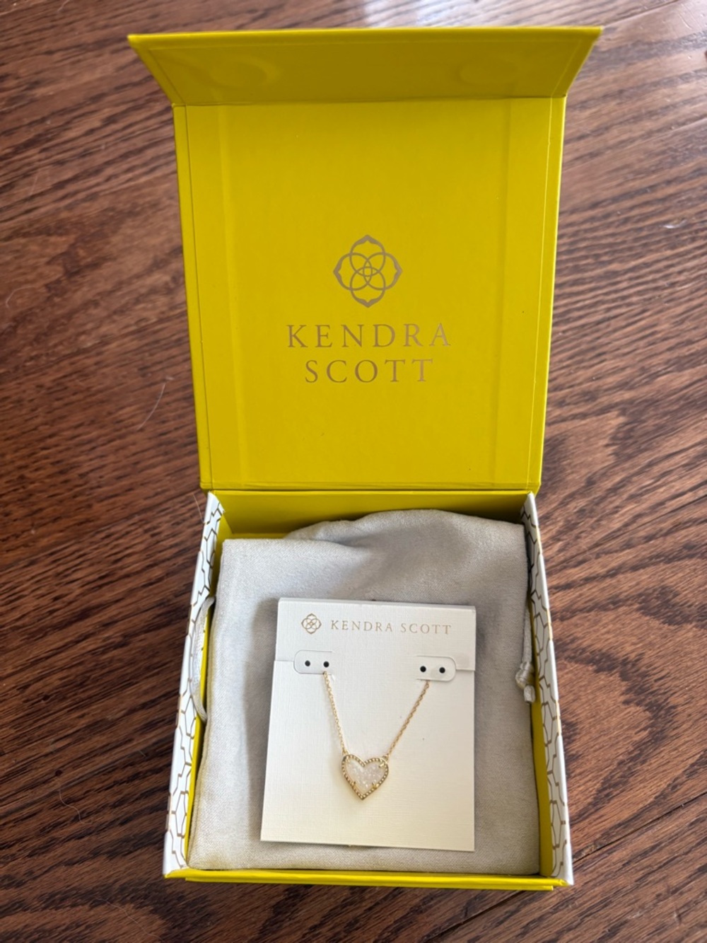 Kendra Scott Gold Heart Necklace with White Stone